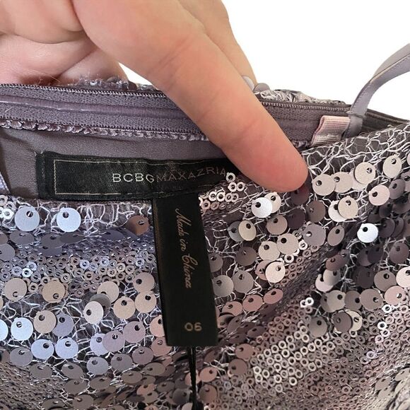 BCBGMaxAzria NEW Lilac Mist Sequin Formal Dress – Size 6 – Y2K Glam - Picture 4 of 8